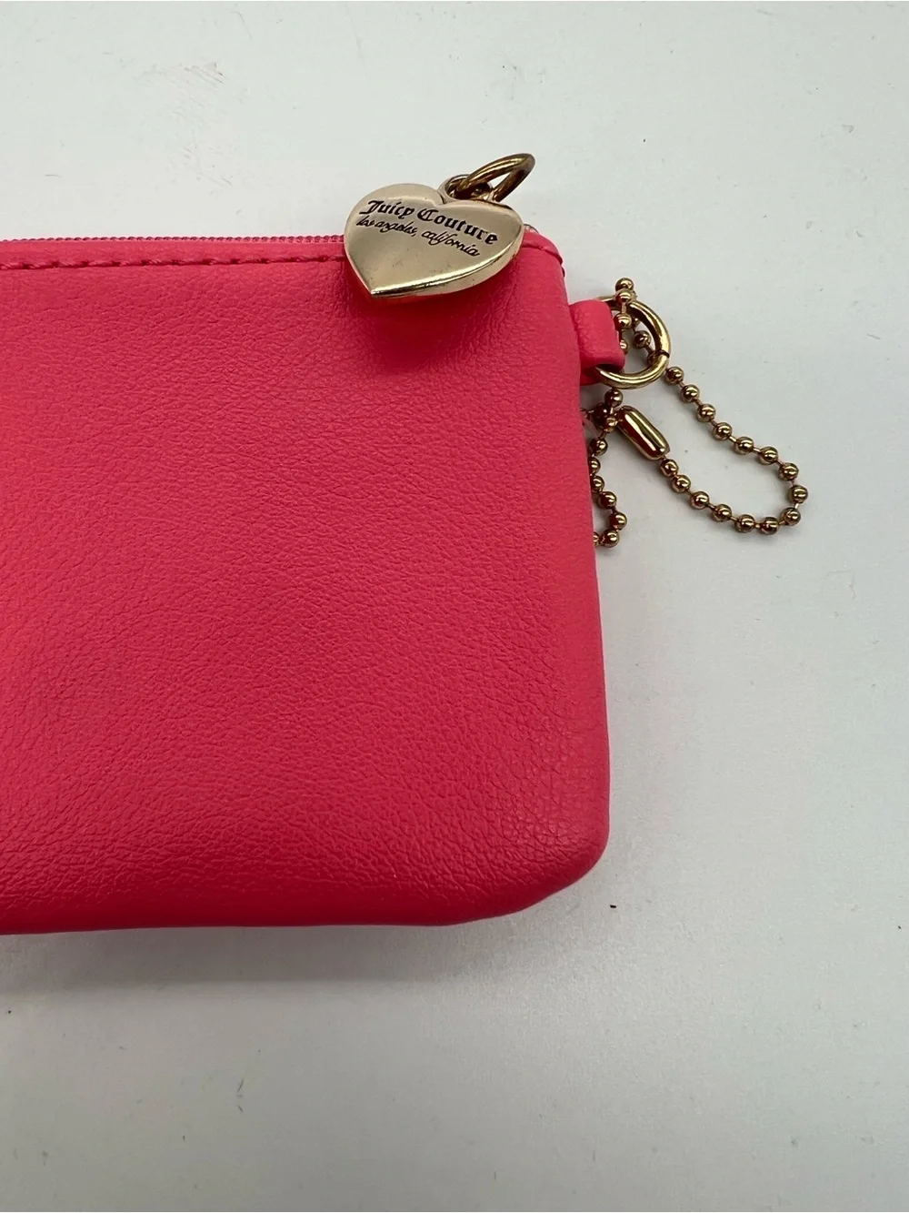 Juicy Couture Hot Pink Coin Pouch with Gold Heart Charm